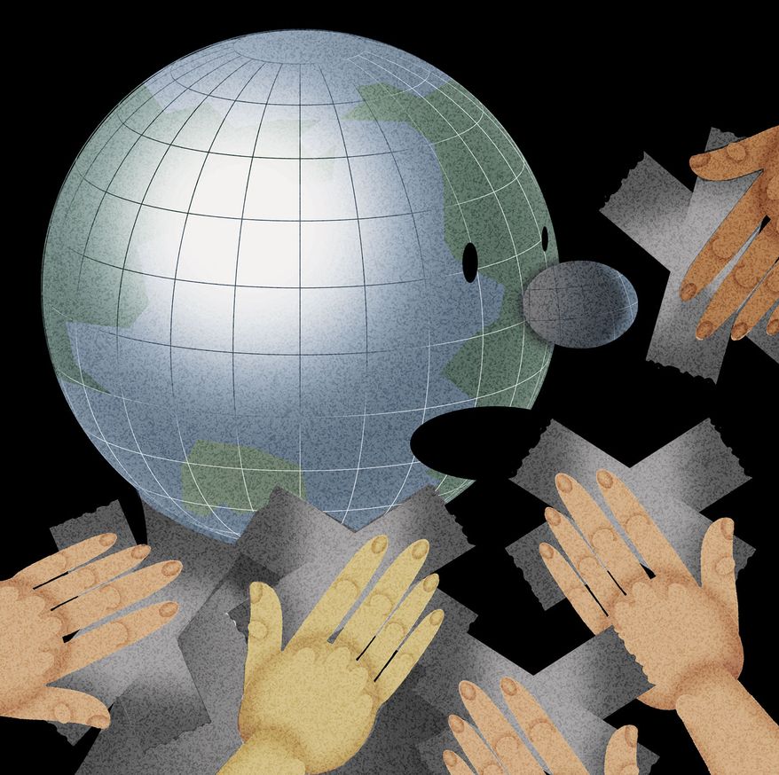Fighting propaganda against democracy around the world illustration by Alexander Hunter/The Washington Times