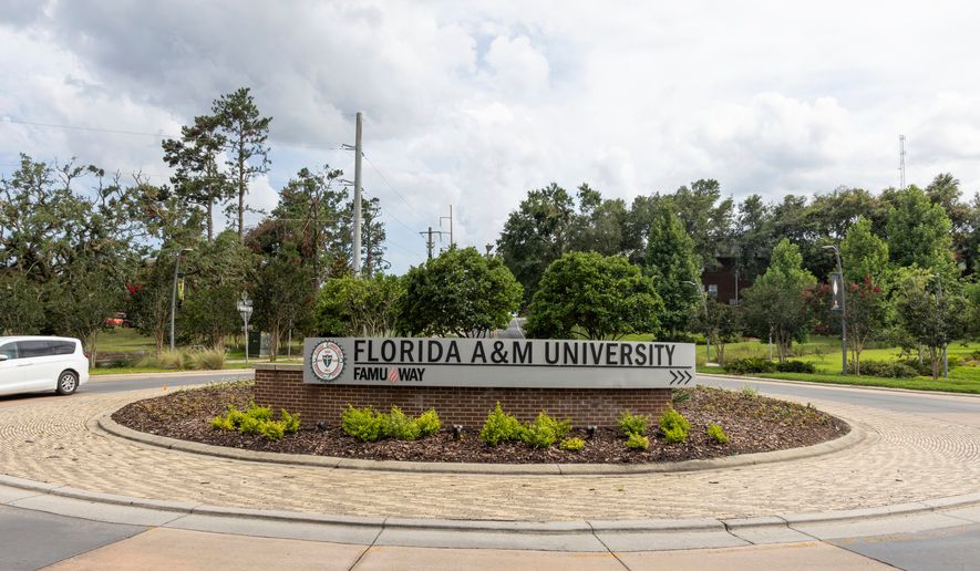 The roundabout at FAMU Way is seen on the Florida A&M University campus in Tallahassee, Fla., Thursday, June 6, 2024. (AP Photo/Mark Wallheiser, File)