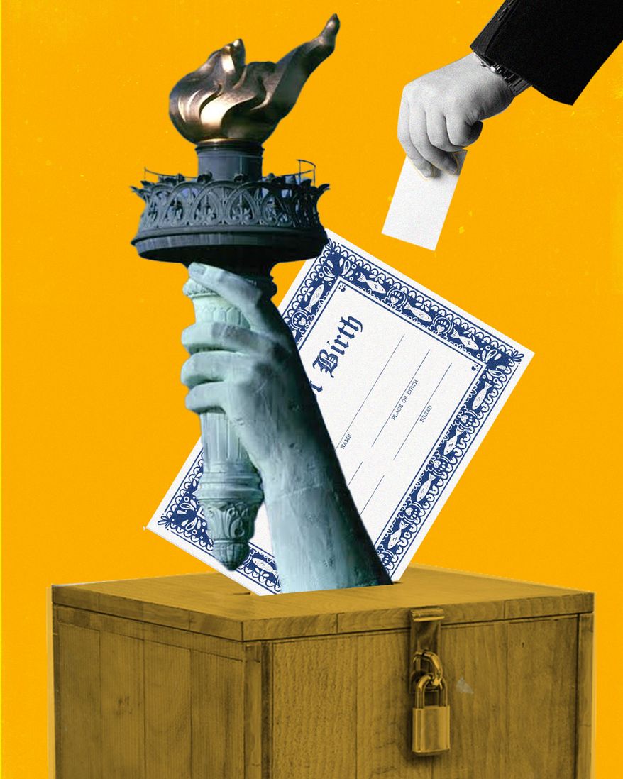 United States of America's citizens voting in federal elections illustration by Linas Garsys / The Washington Times