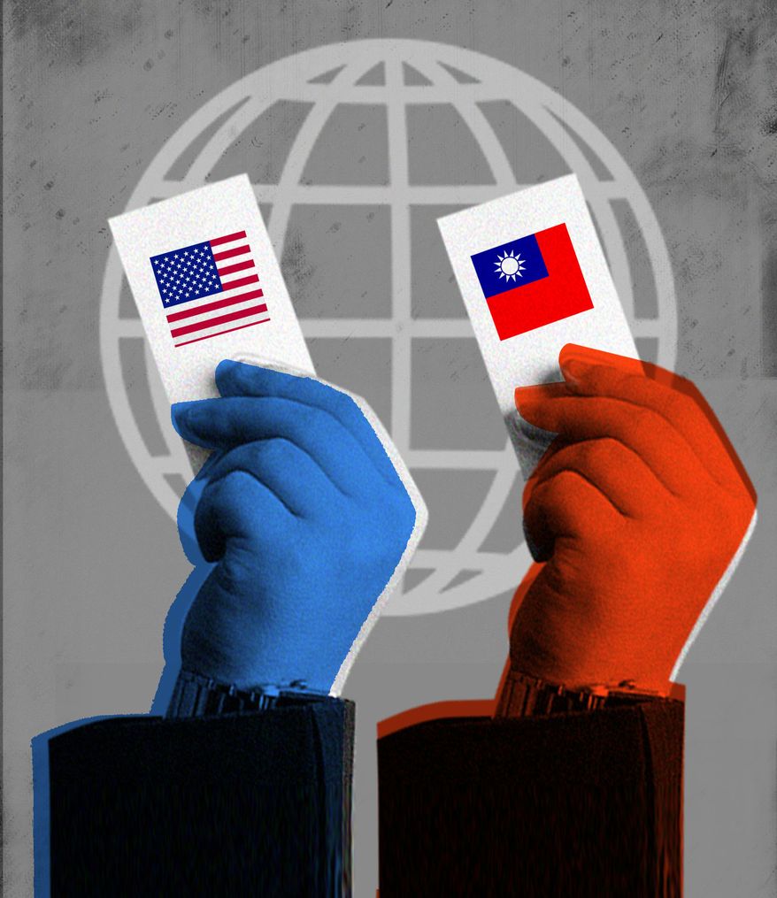 Elections in the United States of America and Taiwan illustration by Linas Garsys / The Washington Times