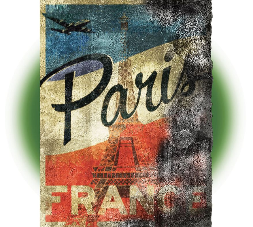 Destroying Paris, France illustration by Alexander Hunter/The Washington Times