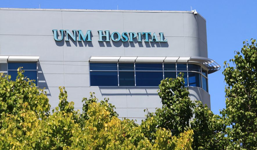 The University of New Mexico Hospital is seen on July 25, 2025, in Albuquerque, N.M. (AP Photo/Susan Montoya Bryan, File)