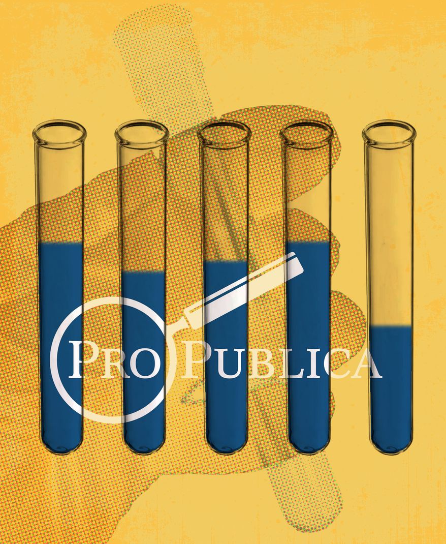 ProPublica and drug testing illustration by Linas Garsys / The Washington Times