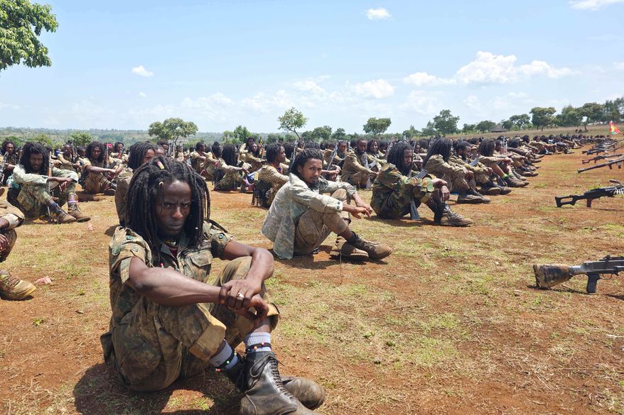 Oromo Liberation Army (OLA) fighters attend an orientation session in western Oromia, Ethiopia, June 2, 2025. (AP Photo)
