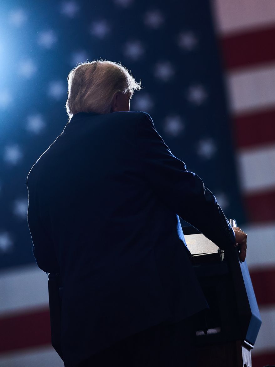 President Donald Trump speaks during a campaign rally at Clemson University's T. Ed Garrison Arena in Pendleton, S.C., Wednesday, Oct. 21, 2026. (AP Photo/Julia Demaree Nikhinson)