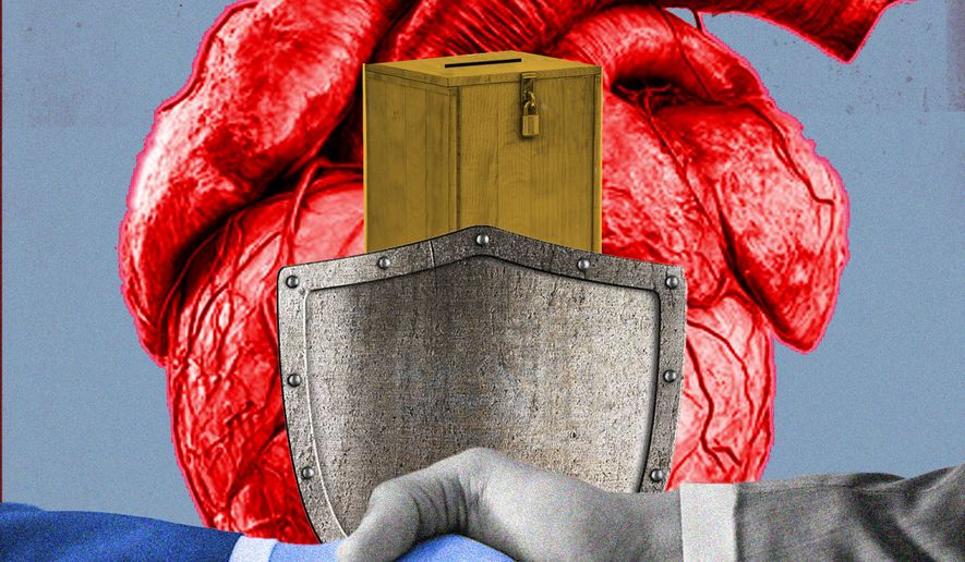 National security crises and winning elections illustration by Linas Garsys / The Washington Times