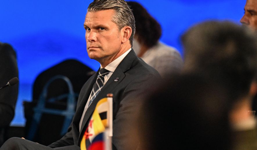 U.S. Defense Secretary Pete Hegseth attends the Association of Southeast Asian Nations (ASEAN) Defence Ministers' Informal Meeting in Cebu, central Philippines, Wednesday, Oct. 28, 2026. (Jam Sta Rosa/Pool Photo via AP)