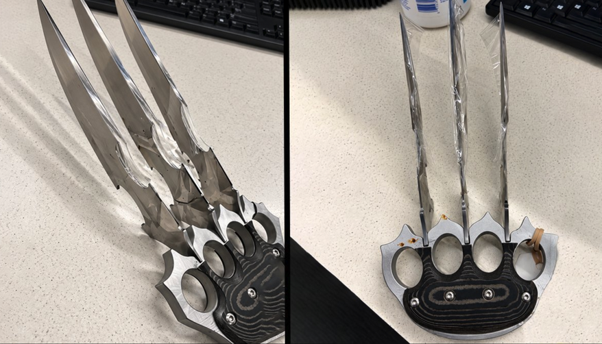 A picture of the "claws" found by TSA agents at Seattle-Tacoma International Airport on Oct. 27, 2026. (Credit:TSA)