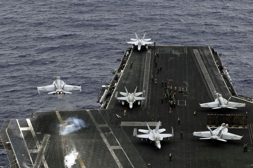 An F/A-18F Super Hornet assigned to Strike Fighter Squadron 102 launches from the aircraft carrier USS Kitty Hawk for the last time. SAN DIEGO, CALIFORNIA, UNITED STATES 08.06.2008. Photo by Kyle Gahlau / U.S. Navy.