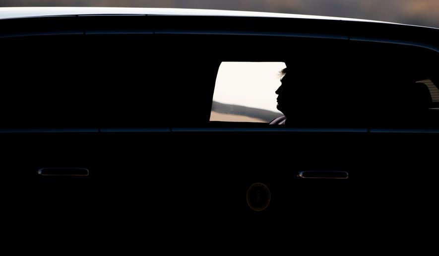 President Donald Trump arrives at Joint Base Andrews, Md., in the presidential limo, known as "The Beast", Thursday, Oct. 29, 2026. (AP Photo/Cliff Owen)
