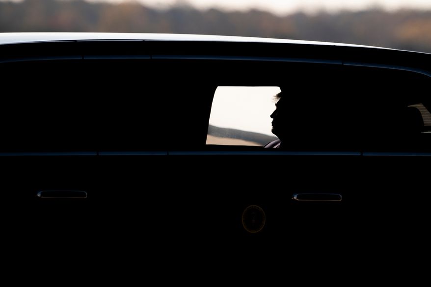 President Donald Trump arrives at Joint Base Andrews, Md., in the presidential limo, known as "The Beast", Thursday, Oct. 29, 2026. (AP Photo/Cliff Owen)