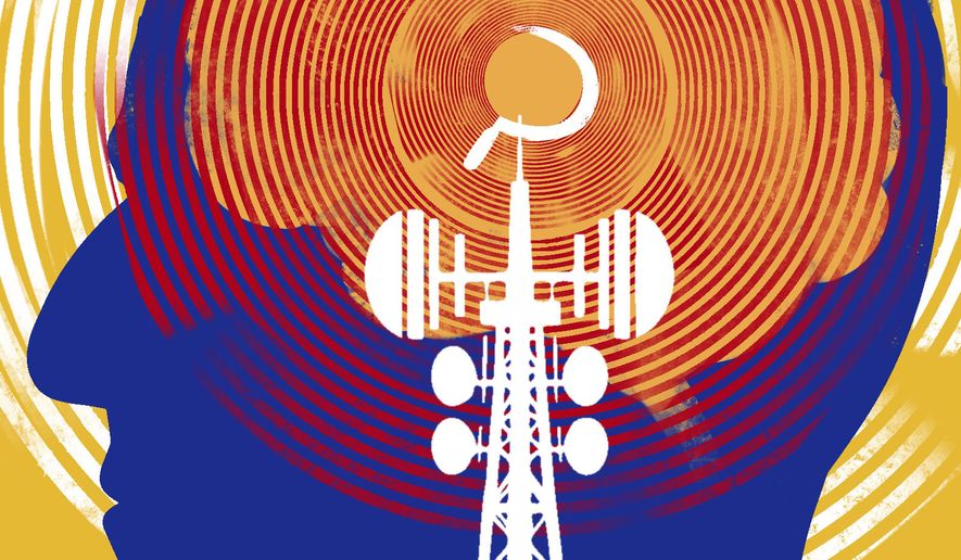 Communist propaganda networks illustration by Linas Garsys / The Washington Times