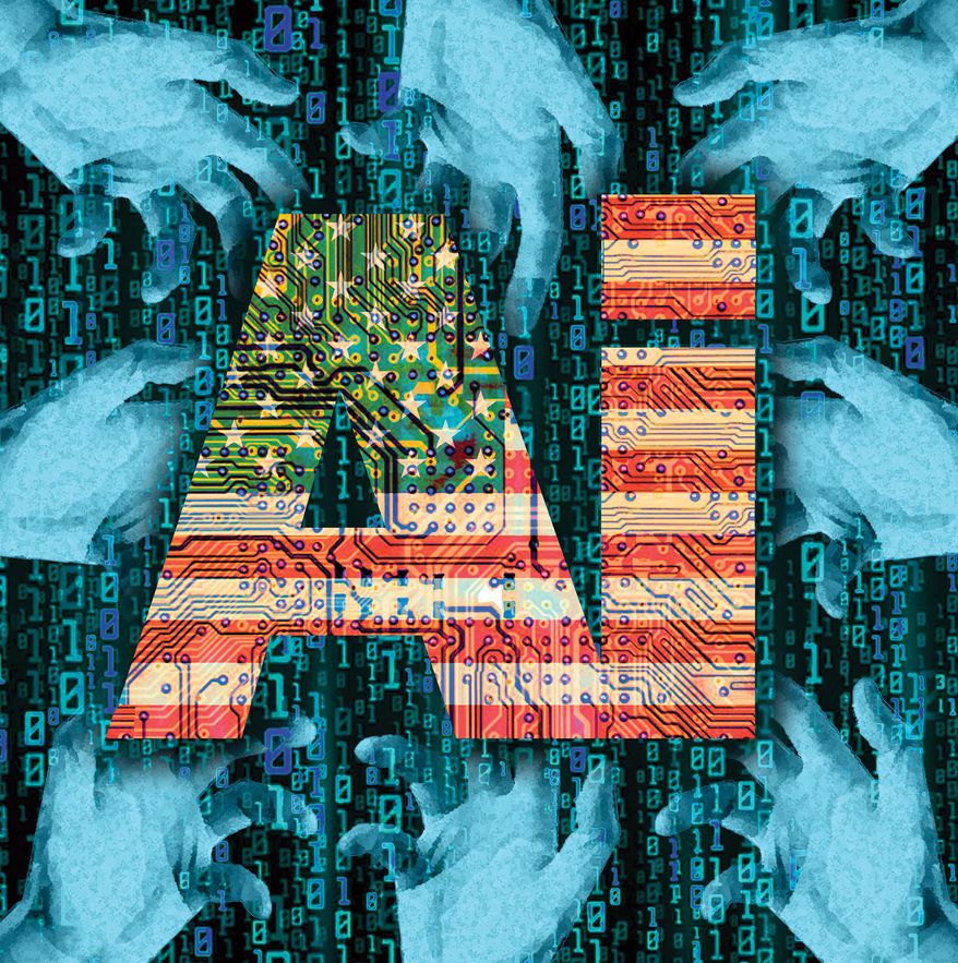Artificial Intelligence (AI) and national security in the United States of America illustration by Alexander Hunter/The Washington Times