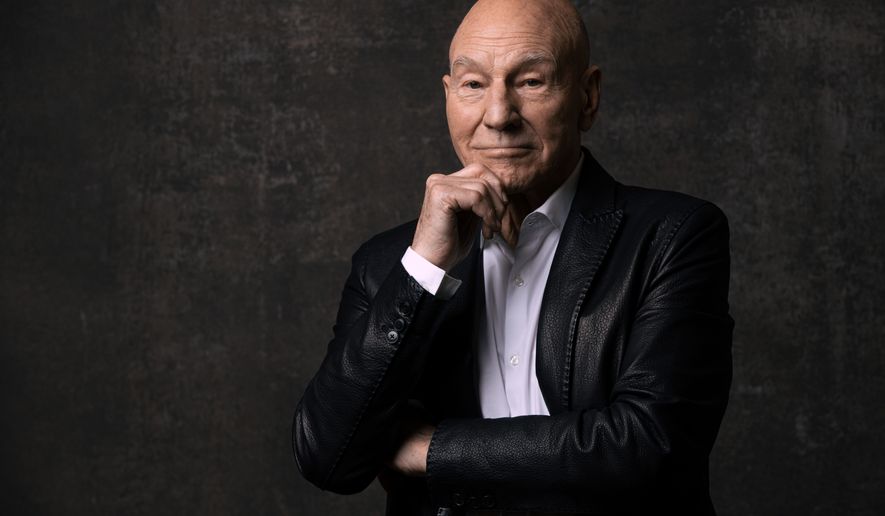 Patrick Stewart, cast member in the Paramount+ television series "Star Trek: Picard" poses for a portrait during the Winter Television Critics Association Press Tour in Pasadena, Calif., on Jan. 9, 2023. (Willy Sanjuan/Invision/AP, File)