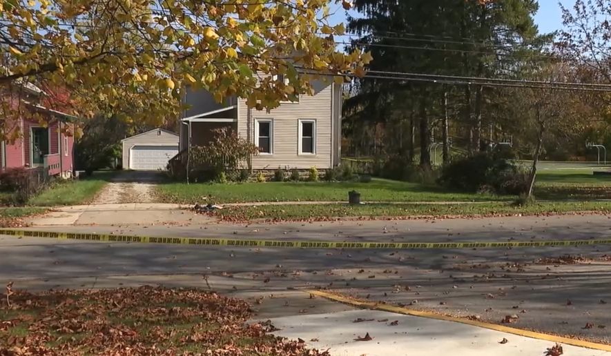 This image from video shows the home of Oberlin College professor Pipo Nguyen-Duy and his wife, Tran Thi Nam Phong, in Oberlin, Ohio, on Wednesday, Oct. 28, 2026. (WEWS/News 5 via AP)