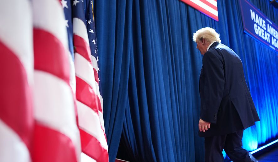 President Donald Trump departs after speaking at a campaign rally at the Lubbock Memorial Civic Center, Tuesday, Oct. 27, 2026, in Lubbock, Texas. (AP Photo/Alex Brandon)