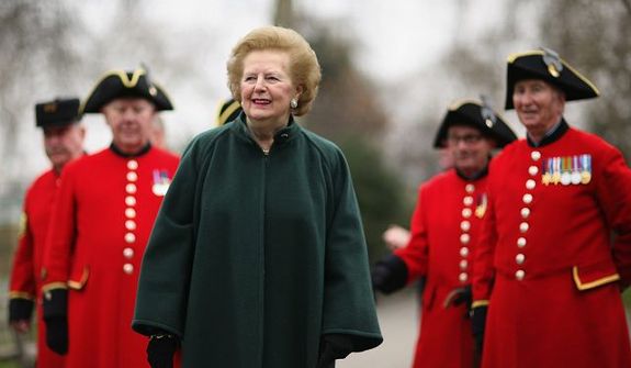 Former British Prime Minister Margaret Thatcher was praised as a &quot;lady&quot; by Roxanne Rivera, a former spokeswoman for the New Mexico Republican Party, &quot;even while she met the challenges of her office head on.&quot; (Getty Images)