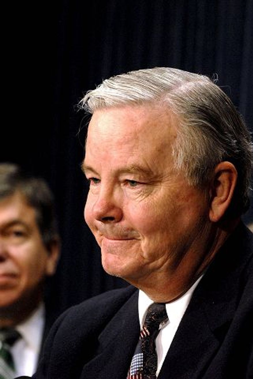 ** FILE ** Ranking Member House Energy and Commerce Committee Rep. Joe Barton (R-TX) fields questions during a press conference at the Capitol in Washington D.C., Thursday December 6, 2007. (Rod Lamkey Jr. / The Washington Times)